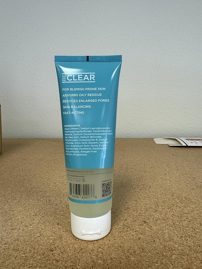 Hey Honey Skincare Be Clear Acne Routine | Daily Active Cleansing Face Wash | Youth & Young Adults, Blemishes Prone | Propolis & Gentle Exfoliating Acids | Fast & Long Lasting Oil Control | 5 fl oz