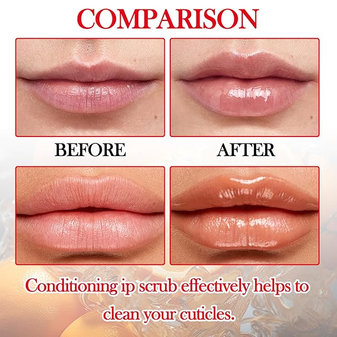 2PCS Strawberry & Orange Conditioning Lip Scrub Kit,Moisturizing Lip Sleeping Mask Long Lasting Hydrating Lip Scrubber Exfoliator Lip Care Products for Men & Women