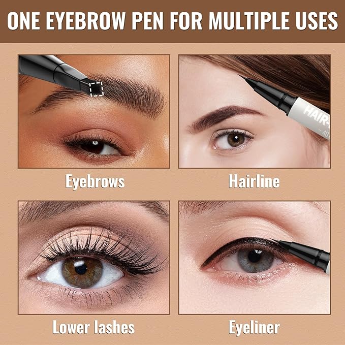 iMethod Eyebrow Pen - Eyebrow Pencil,2-in-1 Eyeliner Dual-Ended Microblading Eyebrow Pencil Long Lasting Waterproof Hair-Like Brow Pencil,with Eyebrow Brush,Eyebrow Pencils for Women,BlackBrown