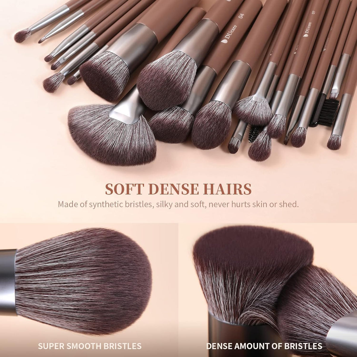 DUcare Makeup Brushes Professional with Bag 22Pcs Makeup Brush Set Premium Synthetic Kabuki Foundation Blending Brush Face Powder Blush Concealers Eye Shadows with Case