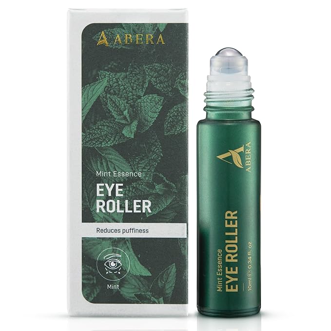Abera Eye Roller Serum with Mint Essence, Vitamin C and Peptides - Energizing Serum for Dark Circles and Puffiness, Fine Lines Serum, 0.34 fl oz