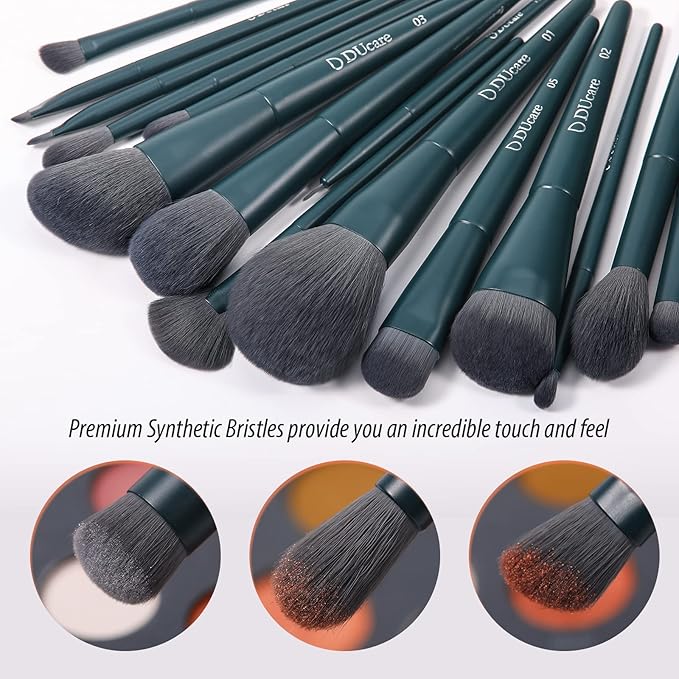 DUcare Makeup Brushes Set 17 Pcs with Brush Cleaning Mat and Makeup Sponge Professional Face Powder Eye Shadow Powder Liquid Cream Kit Gift Box