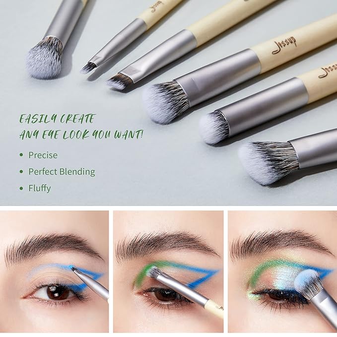 Jessup Vegan Makeup Brushes Set Premium Synthetic Powder Foundation Highlight Concealer Eyeshadow Blending Eyebrow Liner Spoolie Brush Set Burlywood 12pcs T327