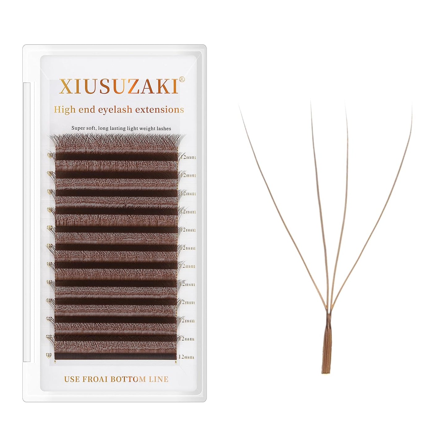 Lash Extensions Brown 4D W Eyelash Extensions W Shape 0.07mm Thickness C Curl 9mm Premade Fans Lashes Colored Lash Extension Volume Lashes Individual Lashes(W-Brown-4D-0.07-C,9mm)