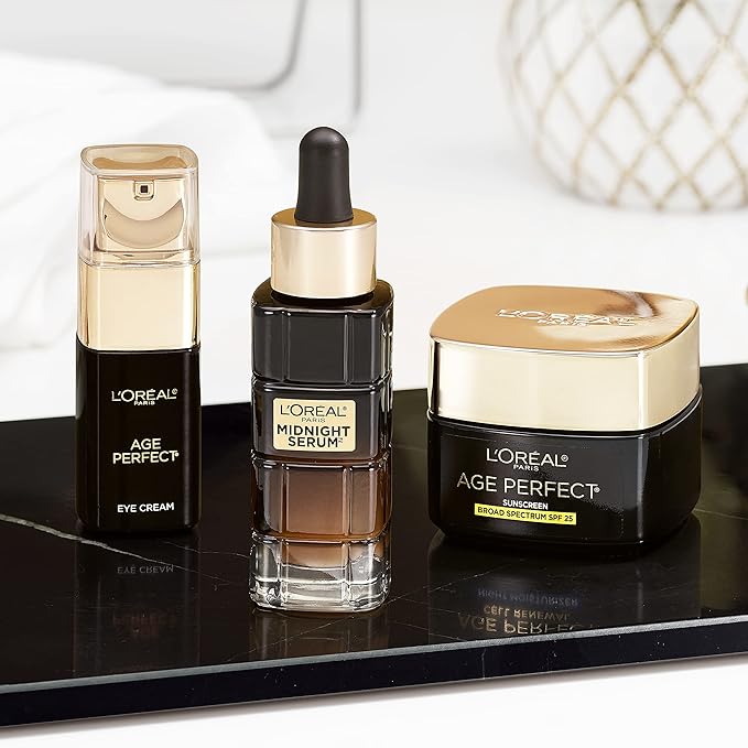 L'Oreal Paris Age Perfect Anti-Aging Midnight Face Serum, Reduce Wrinkles 1oz + Eye Cream Sample