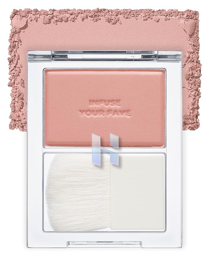 HOLIKA HOLIKA Infusing Blush with Brush - Lightweight, Smooth, Blendable Cheek Blusher, Sebum-Control, Natural Pore Coverage, Built-In Brush, Long-Lasting Pigment for Romantic Mood (07 SIENNA)