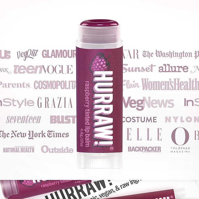 Hurraw! Raspberry Tinted Lip Balm, 2 Pack: (Sheer Berry Tint) Organic, Certified Vegan, Cruelty and Gluten Free. Non-GMO, 100% Natural Ingredients. Bee, Shea, Soy and Palm Free. Made in USA