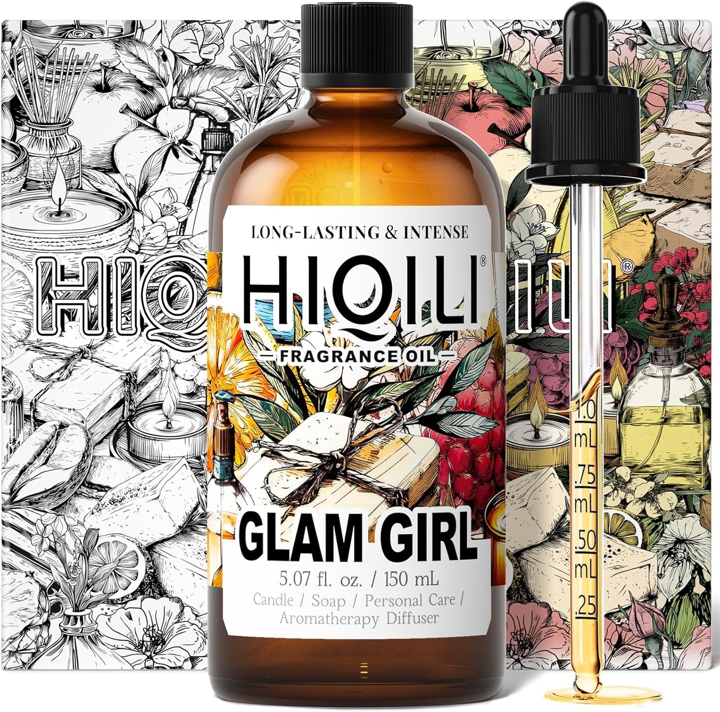 HIQILI Glam Girl Fragrance Oil for Candle, Soap, Inspired by Her-rera G.Girl, Perfume Making, Essential Oil Diffuser, Long Lasting Scents for Hair & Skin - 5.07 Fl Oz