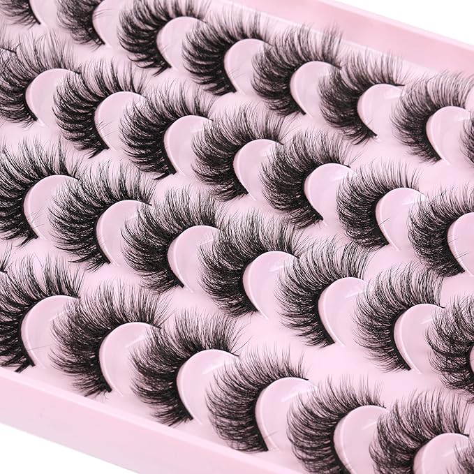 JIMIRE False Eyelashes Natural Fluffy Wispy Faux Mink Lashes 5D 14mm-18mm 5 Styles Mixed Lashes for Small Eyes Natural Look Fake Eyelashes 20 Pairs Multipack