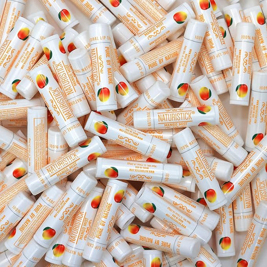 150-Pack Lip Balm in Bulk by Naturistick. Mango Scent. 100% Natural Ingredients. Best Beeswax Chapstick for Dry, Chapped Lips. Made in USA
