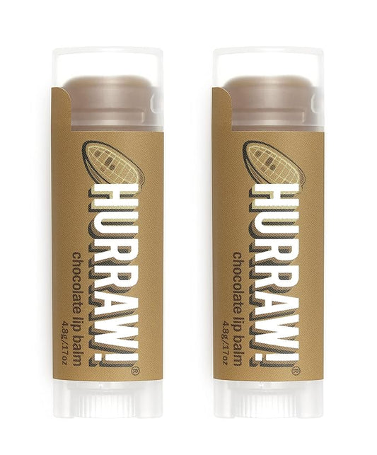 Hurraw! Chocolate Lip Balm, 2 Pack: Organic, Certified Vegan, Cruelty and Gluten Free. Non-GMO, 100% Natural Ingredients. Bee, Shea, Soy and Palm Free. Made in USA